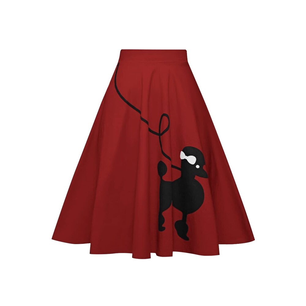 5401 Poodle Skirt 50s Vintage Pleated A-line Zipper Skirts Red S